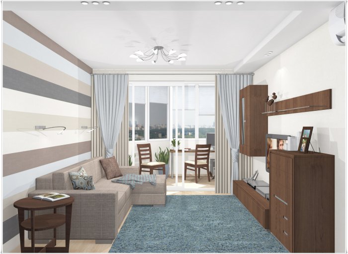 Дизайн проект 2-х комнатной квартиры П-44Т, балконы, мебель для детей, диваны — Идеи ремонта