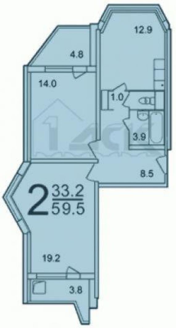 Дизайн 2 комнатной квартиры П44Т распашонки стиль лофт