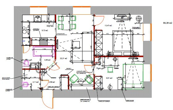 Квартира 56 м2 дизайн