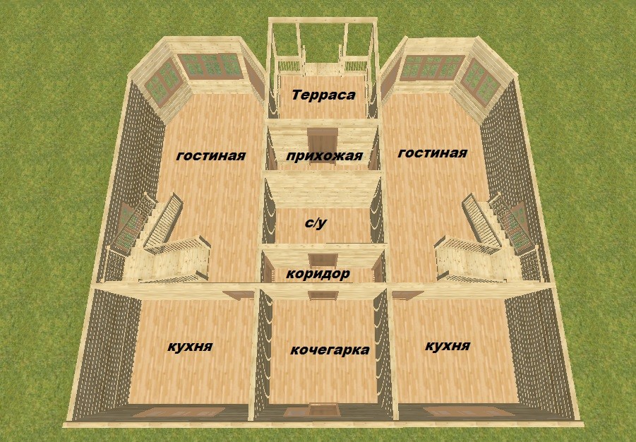 Дуплекс из бруса на две семьи проекты