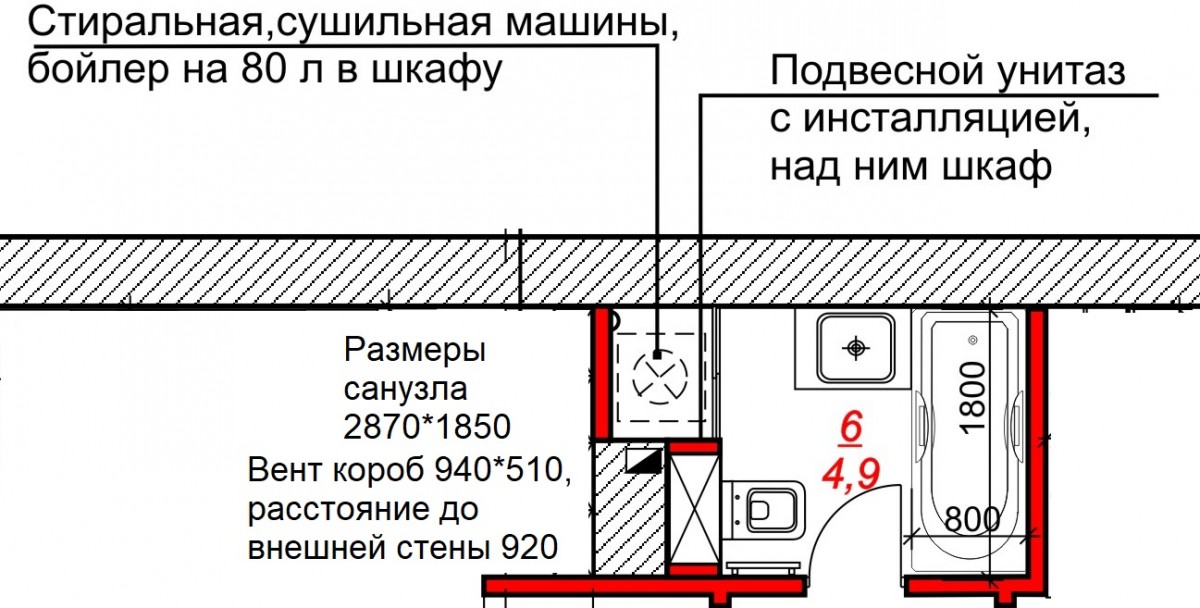 Размещение стояков у наружной стены