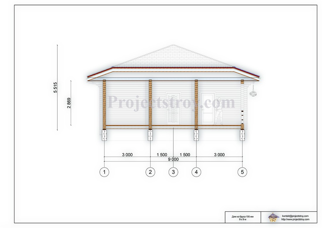 Одноэтажный дом из бруса 9 х 9 м. Проект одноэтажного деревянного дома 9 х  9 м Сруб из профилированного бруса 195 мм с четырехскатной кровлей  Показатели... — Идеи ремонта