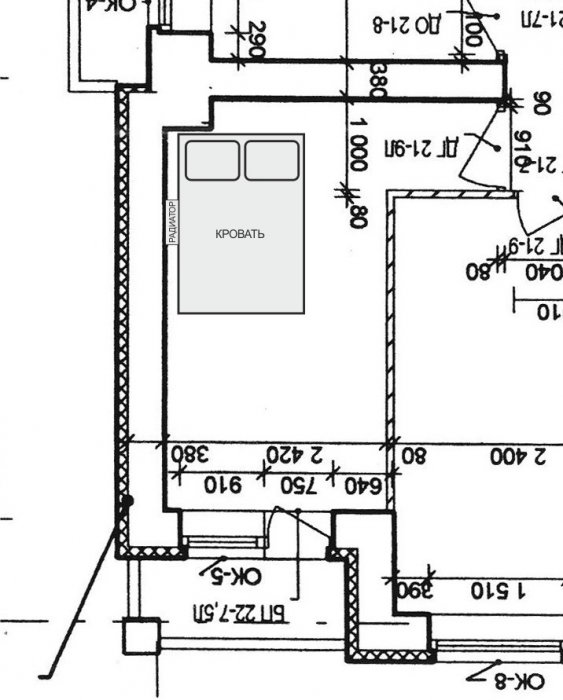 Расстояние кровати от батареи