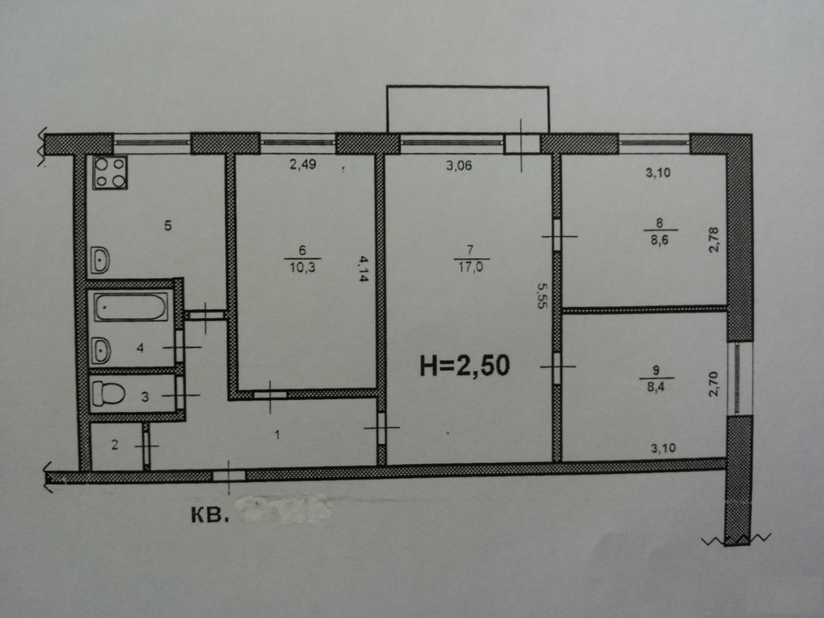 Планировка квартиры 3 комнатной в панельном доме 5 этажей