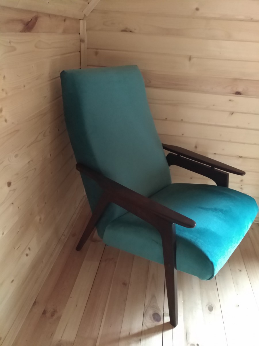 Перетяжка кресла ссср с деревянными подлокотниками