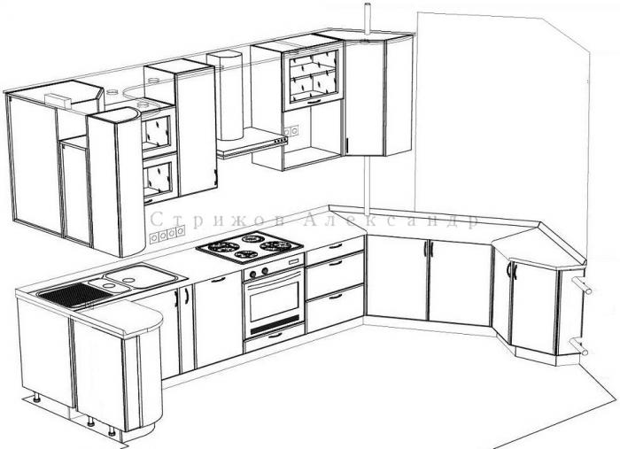 Кухня с углом 135 градусов проекты