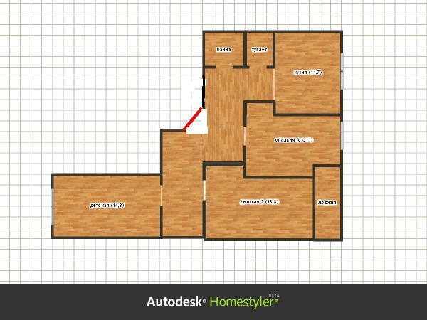 Как поставить балконную дверь в homestyler