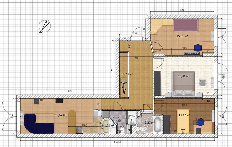 Идея перепланировки 3-х комнатной квартиры
