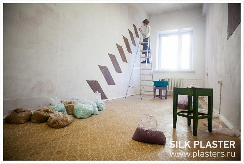фото:Геометрические фигуры - ремонт с жидкими обоями SILK PLASTER