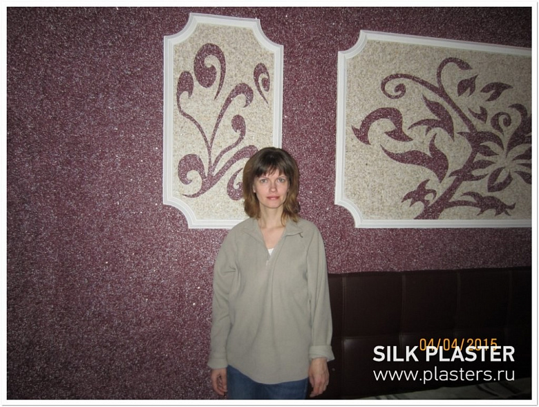 фото:Картинки на стене - ремонт спальни с жидкими обоями SILK PLASTER