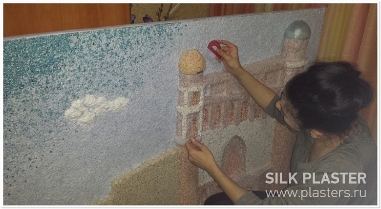 фото:Бухарская крепость Арк - создание панно с жидкими обоями SILK PLASTER