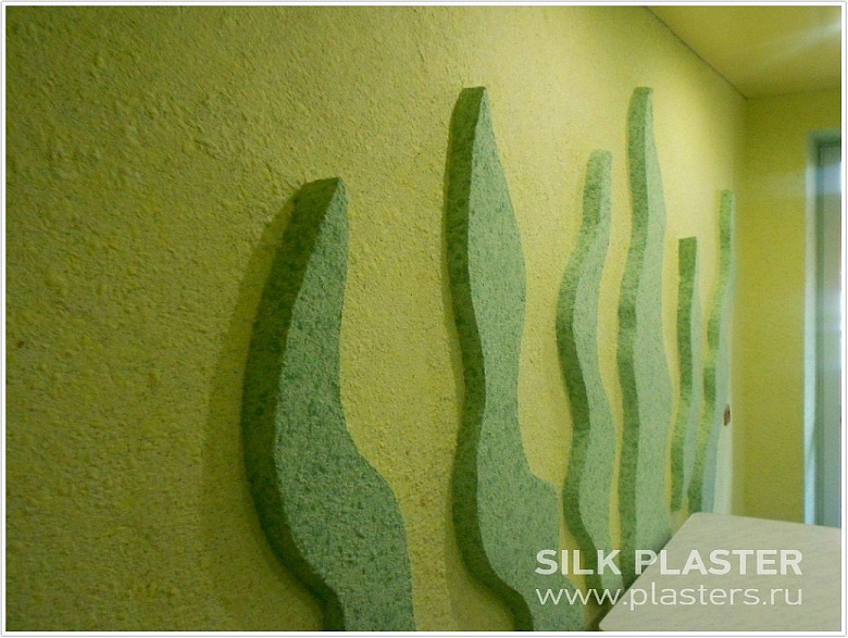 фото:На стене трава - ремонт кухни с жидкими обоями SILK PLASTER