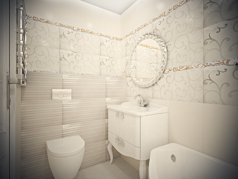 фото:Дизайн ванной комнаты в классическом стиле 3,6 кв.м