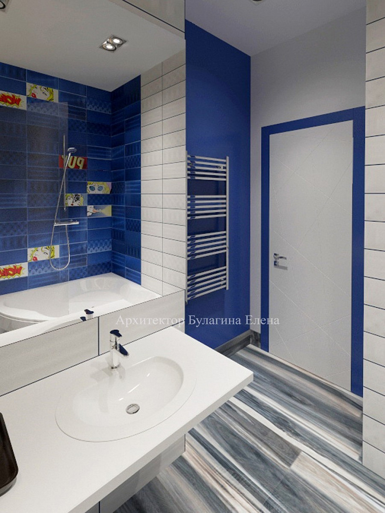 Дизайн ванной комнаты с синим мрамором