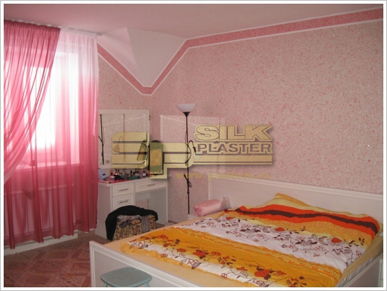 фото:Дизайн спальни с жидкими обоями SILK PLASTER