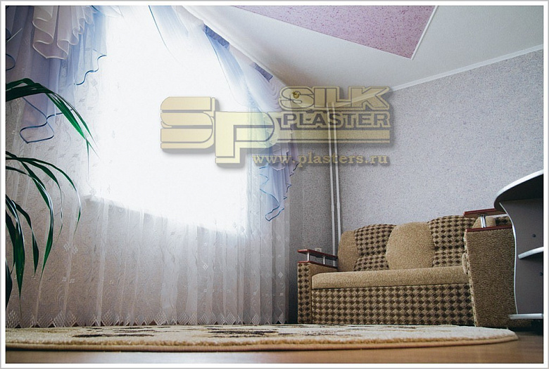 фото:Дизайн спальни с жидкими обоями SILK PLASTER