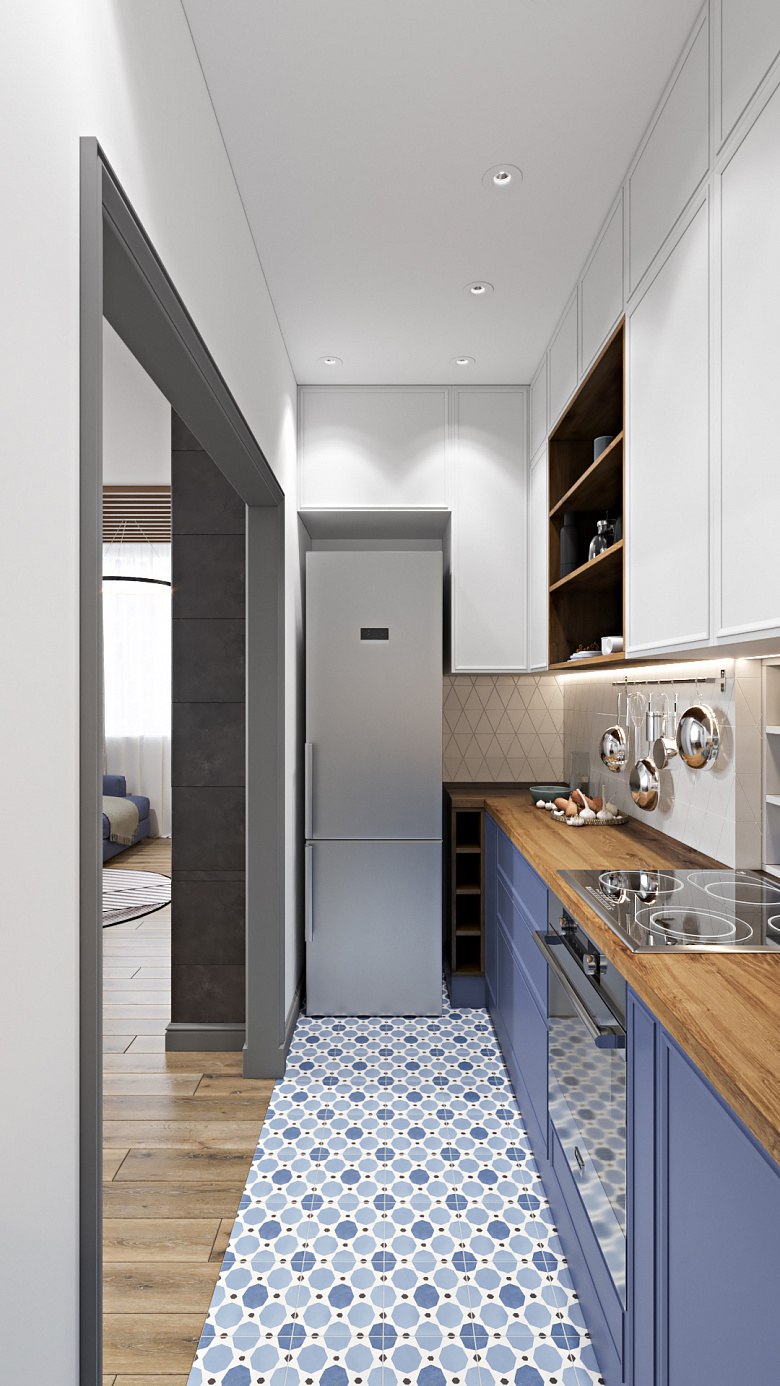 фото:При компактном расположении кухонного гарнитура, отдельностоящий холодильник предпочтительнее, так как объем его хранения больше чем у встраиваемого