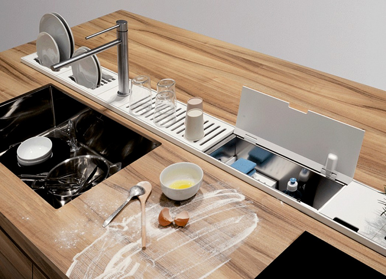 фото:Альтернатива настольным - сушилки, встроенные в стол или даже в кухонный остров. Domusomnia