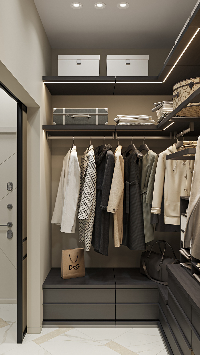 Действительно, отдельное помещение, выделенное для гардеробной, да еще в непосредственной близости к входной двери, позволяет правильно организовать хранение обуви и верхней одежды, не перегружая входную группу фото:Действительно, отдельное помещение, выделенное для гардеробной, да еще в непосредственной близости к входной двери, позволяет правильно организовать хранение обуви и верхней одежды, не перегружая входную группу