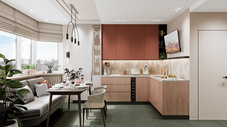 фото:Акцентный цвет необходим интерьеру. Он задает характер и динамику. Чаще всего этот цвет является любимым у хозяина и поэтому дает положительную энергетику пространству