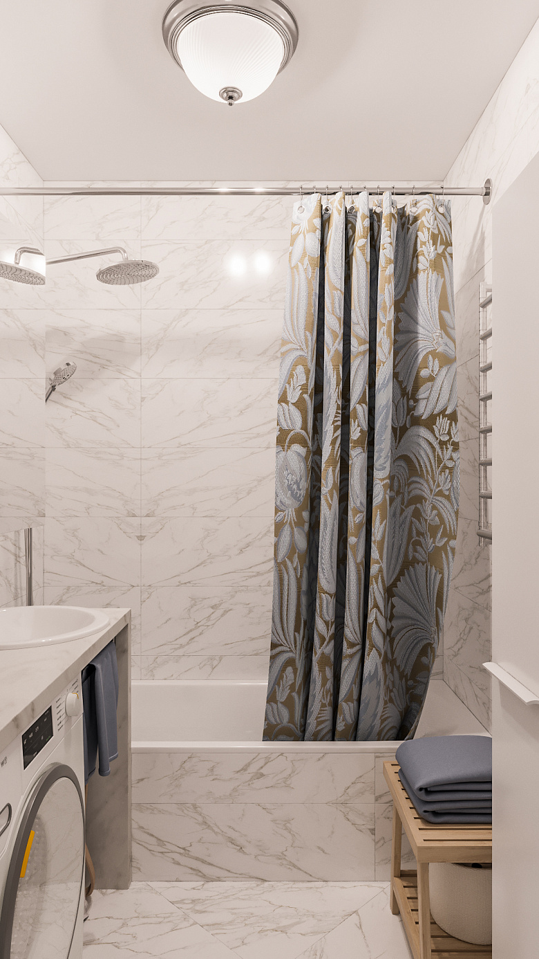 фото:Текстиль с подходящим принтом всегда украсит ванную комнату