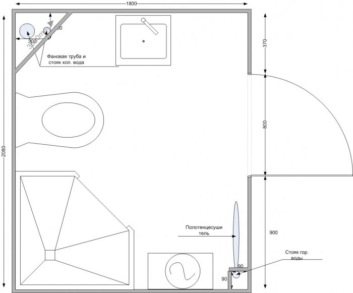 План совмещенного санузла