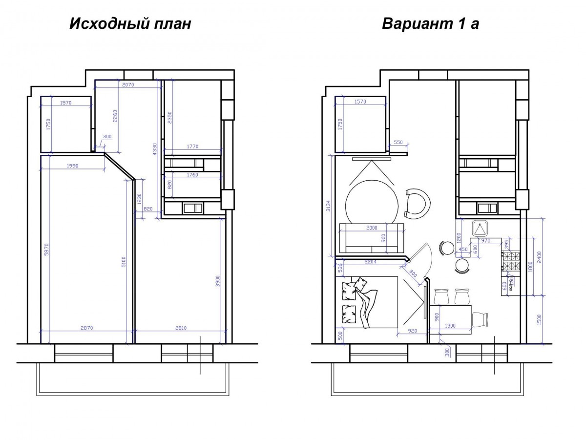 Перепланировка квартиры до и после