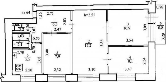 фото:4х комнатная хрущевка, 60 кв. м
