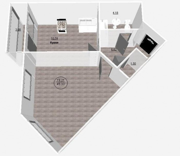 фото:Зонирование однокомнатной квартиры