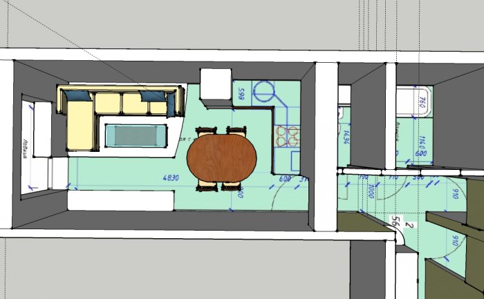 Кухня гостиная 10 кв м с диваном планировка схема