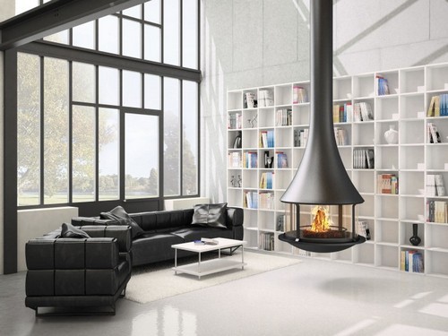 фото:Камин под потолком