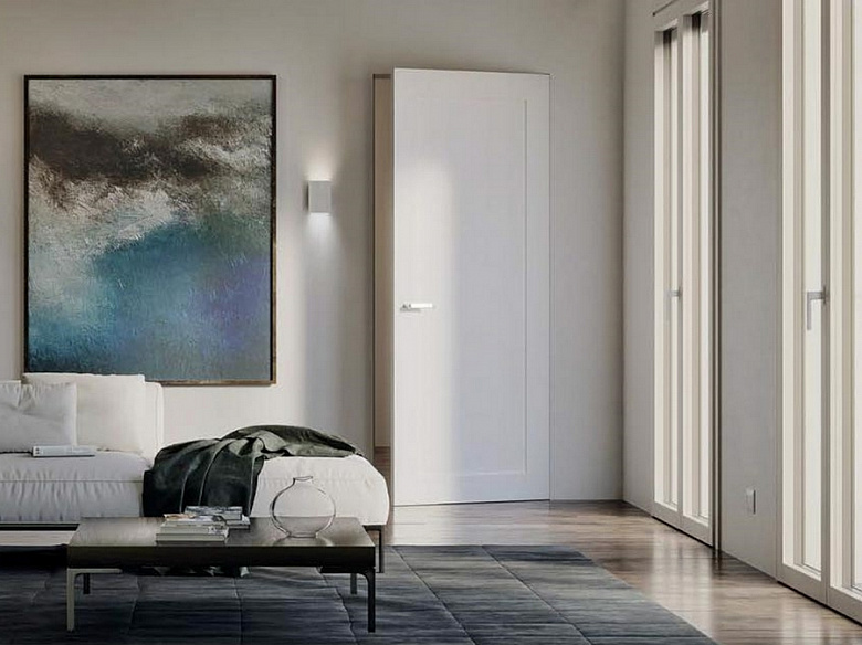 фото:Белая дверь, которая будет уместна и в современном, и в классическом, и даже в скандинавском интерьере.Cocif 